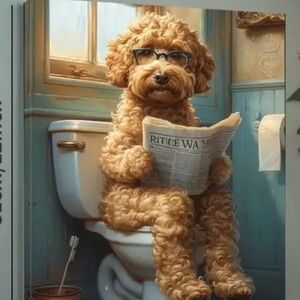 12x16 Canvas Golden Doodle Poster - Comes rolled Funny Bathroom Poster